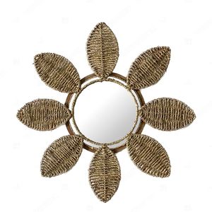 Nature Feature Boho Decorative Woven Seagrass Jute Water Hyacinth Handmade Eco-Friendly Wedding Wall <b>Mirror</b> for Babyroom Decor - Product Image 2