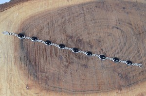 925 argent Sterling Onyx pierre Bracelet naturel noir ovale en forme de pierre précieuse mode Bracelet bijoux en argent cadeau pour les femmes - Product Image 6