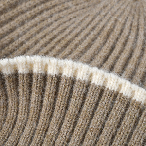 Unisex Beanie <b>Hat</b> 100% Acrylic Ribbed Knit Solid Color Contrast <b>Band</b> Casual Winter Cap for Adults 56-58CM - Product Image 3