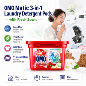 Cápsulas de detergente para ropa OMO Matic 3 en 1 con aroma fresco 210g x 12 cajas |   Formato Pre-Medido Conveniente - Product Image 2