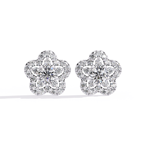 Boucles d'oreilles en diamant rond de haute qualité, cultivées en laboratoire, certifiées IGI, couleur D E F, pureté VVS VS, or, or rose, or blanc, argent - Product Image 1