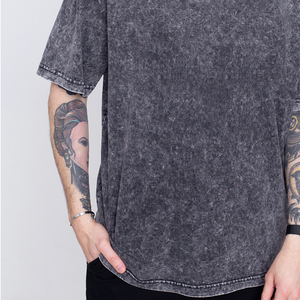 Camiseta de punto para hombre, estilo nuevo, corte regular, moda urbana, lavado ácido, 100% algodón, ecológica, de secado rápido y transpirable, al por mayor - Product Image 4
