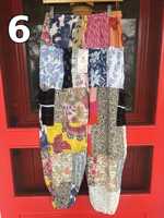 Celana Harem Vintage Motif Bunga India Gaya Boho Patchwork, Pinggang Sedang, Bahan Katun untuk Musim Panas, dengan Kantong Samping dan Tali Serut