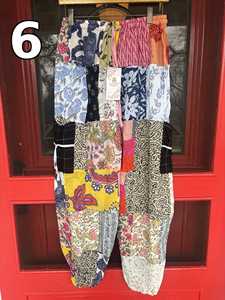 <b>Boho</b> Patchwork Vintage Indian Floral Harem Pants Mid Waist Summer Cotton with Side Pockets and Drawstring Closure - Product Image 4
