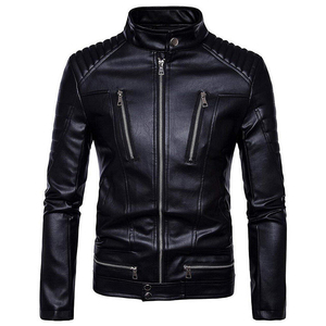 Custom European and American Men's PU <b>Jacket</b> for Men Teenagers Standing Collar <b>Punk</b> Leather <b>Jacket</b> for Men - Product Image 5