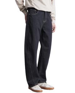 2025 Luxury New Trend Selvedge Plaid <b>Jeans</b> <b>Men</b> Custom <b>High</b> Quality Loose Fit Straight Mid <b>Waist</b> Designer Business Casual Pants - Product Image 2