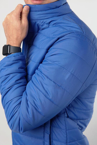Veste matelassée bleue pour homme, col montant, fermeture éclair, couleur unie, style décontracté, matière polyester - Product Image 4