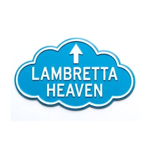 Letrero Metálico Vintage con Forma de Nube, Placa Direccional Lambretta Heaven Arrow, Decoración de Pared para Garaje, Cuarto de Hombre, Hogar, en Azul y Blanco - Product Image 1