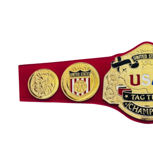 Cinturón de Campeonato de Lucha Libre en Parejas de EE. UU., Cinturón de Título de Lucha Libre Personalizado de Alta Calidad para Coleccionistas, Diseño Rojo Exclusivo - Product Image 4