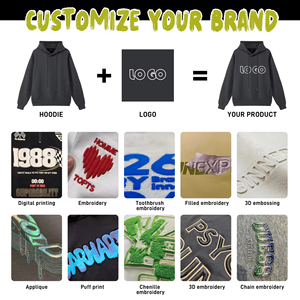 Sweat-shirts à capuche zippés surdimensionnés en coton épais de haute qualité, style streetwear personnalisé, effet vieilli et délavé, pour hommes - Product Image 2