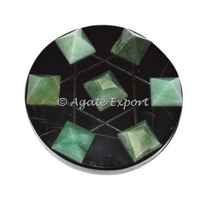 Plaque de pyramide, assiette pêche en Aventurine neuf planètes vastu - Product Image 4