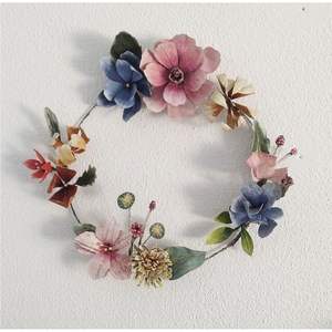 Guirnalda de Flores Metálica Rústica Azul, Decoración Floral de Hierro para Pared, Escultura Colgante para Casa de Campo, Boda o Adorno - Product Image 2