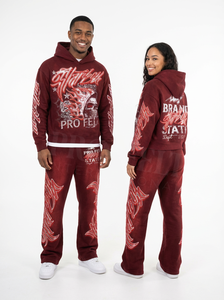 Conjunto Deportivo de Moda Urbana 2026, Sudadera con Capucha y Pantalones Deportivos Vintage Lavados, Diseño Personalizado de Calavera con Alas, para Hombre - Product Image 6