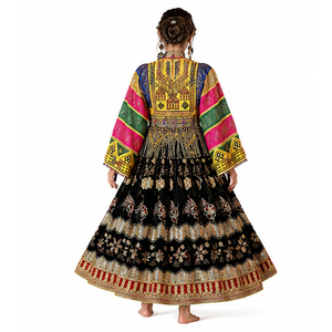 Vestido Afgano Kuchi de Chifón para Mujer, Bordado, Largo hasta el Suelo, Costura Tradicional, Lavable, Hecho a Mano, Vestidos Culturales Afganos - Product Image 2