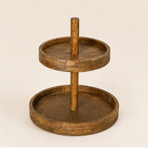 Solid Mango Wood 2-Tier <b>Cake</b> <b>Stand</b> Round Cupcake Tower & Dessert Display Server for Wedding Party and Home Decor Tableware - Product Image 6