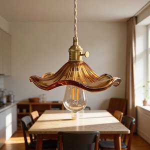 <b>Large</b> Glass Ceiling Lamp Home Decorative Pendant Light for Living Room Bedroom Kitchen-Ornaments and <b>Lantern</b> Style - Product Image 2