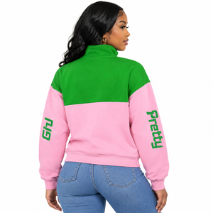 Alfa |   Kapa |   Sudadera con Cierre de Cremallera Alpha Sorority para Mujer, de Algodón y Felpa, Cuello Alto, Bordada - Product Image 3
