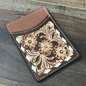 ที่ใส่บัตรเครดิตหนังวัวขนาดเล็กทำมือปรับแต่งลายดอกไม้หรูหรากระเป๋าสตางค์ RTS ที่ใส่บัตรเครดิต - Product Image 5