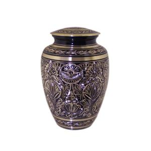 Urnes funéraires pour adultes en laiton de haute qualité avec gravure complète, finition or et noir, pour cendres humaines. - Product Image 1