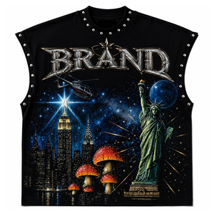 Glory Custom Distressed <b>Rhinestone</b> Tank <b>Top</b> Boxy Fit Vintage Style Sleeveless Graphic DTG Print T Shirt For Unisex Comfort Wear - Product Image 1