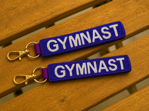 Personalized Gymnastics Beaded Wristlet Keychain Handmade Eco-Friendly Durable Glass Beads Team Gift Custom Sports Key Fob - Product Image 1