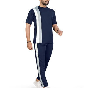 Ensemble de survêtement pour homme en molleton technique de coton de marque de luxe, service OEM, manches courtes, tissu léger, pour l'été - Product Image 3