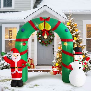 Arco Gonfiabile Natalizio con Luci LED da 2,4 Metri per Interni ed Esterni, Decorazioni Festive con Babbo Natale e Pupazzo di Neve per Prato, Giardino e Cortile - Product Image 1