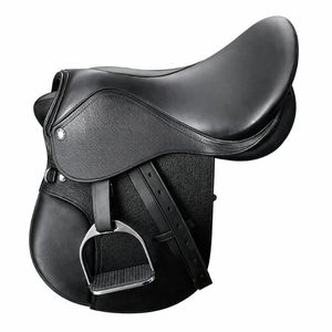 Silla de Montar Inglesa de Cuero Genuino con Almohadillas de Ante, Ajustable, de Alta Calidad para Equitación - Product Image 1