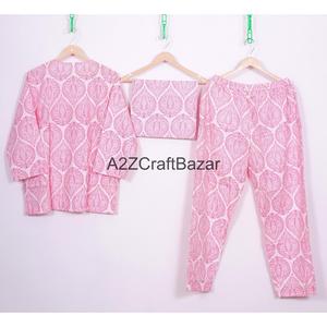 Ensemble de pyjama pour femmes en coton 100% imprimé sur mesure, vêtements de nuit romantiques été/hiver, vêtements de détente confortables avec robe de nuit élégante - Product Image 6