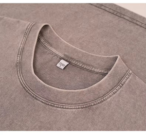 Camisetas de Algodón 100% al por Mayor, Tallas Grandes para Hombre, Estilo Urbano, Lavado Ácido, Vintage, Tejido de Punto de 230 g/m², a Bajo Precio - Product Image 5