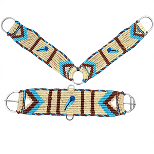 Cinchos y pechopetras para caballo estilo western, tejidos a mano, con anillas de acero inoxidable, diseño tradicional, 66 cm, talla completa, hechos en India. - Product Image 1