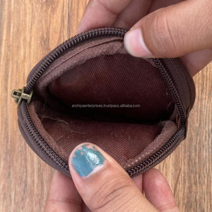 Monedero de piel auténtica hecho a mano con pelo en piel oculta, monedero redondo con tarjetero, cartera redonda pequeña con estilo occidental - Product Image 5