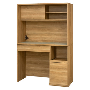 Modern American Wood <b>Desk</b> <b>with</b> 2 Storage <b>Shelves</b> and Drawers Shirai Model P37-1 Home Office & Living Room Furniture <b>with</b> Wheels - Product Image 1