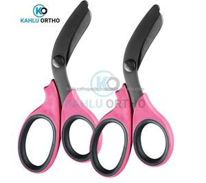 Ciseaux de traumatologie robustes en acier inoxydable 7,5 pouces, poignées roses, lames revêtues de titane noir, certifiés CE par KAHLU ORTHOPEDIC - Product Image 3