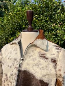 <b>Men's</b> Cowhide <b>Leather</b> <b>Jacket</b> With Animal Print Zipper Closure Turn-down Collar Casual Winter Wear Unisex <b>Leather</b> <b>Jackets</b> Hair on - Product Image 3