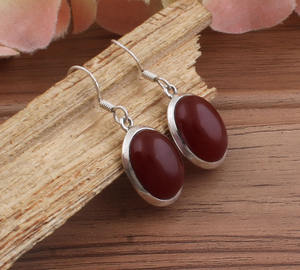 Boucles d'oreilles pendantes en jaspe rouge naturel, perles en argent sterling 925, bijoux en pierre précieuse rouge véritable pour femmes, fête, luxe - Product Image 5