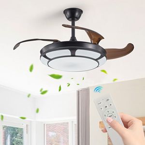 42\" Modern LED Chandelier <b>Ceiling</b> <b>Fan</b> <b>with</b> Retractable Light 6 Speed Adjustable Blades Quiet DC Motor <b>Remote</b> <b>Control</b> - Product Image 1