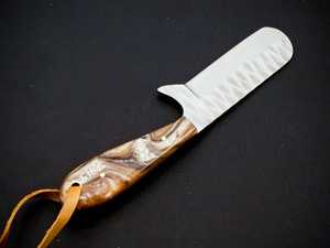 Custom Handmade Sheepsfoot Knife Stainless Steel Blade Resin Handle <b>Crafting</b> <b>Tool</b> 0.6mm Thickness Non-Adjustable Single Blade - Product Image 3