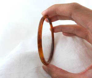 Handmade Amber Resin Bangle Slim <b>Stacking</b> Round Tubular Resin Craft Tortoiseshell Brown Skinny Cuff <b>Bracelet</b> - Product Image 4
