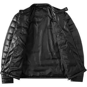 Veste matelassée en cuir véritable pour homme, veste légère d'hiver, de haute qualité, personnalisée, brodée, neuve - Product Image 6