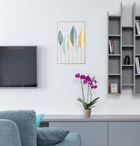 Decoración de Pared de Hojas Metálicas Hechas a Mano, Panel de Arte Colgante de Estilo Nórdico Contemporáneo para Decoración de Sala de Estar, Oficina y Hotel - Product Image 5