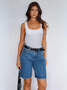 บอดี้สูทไซส์ใหญ่ ผ้าริบ กระชับสัดส่วน ควบคุมหน้าท้อง คอกว้าง แขนกุด ทรงเข้ารูป เสื้อพื้นฐาน ชุดออกงาน ชุดฤดูร้อน - Product Image 5