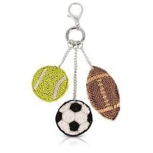 Elegant Custom <b>Initial</b> Beaded Fabric Keychain Wristlet Heart Design Handmade Personalized Adjustable Game Day Gift Comfortable - Product Image 1
