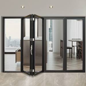 Système de porte coulissante en verre à double vitrage insonorisé minimaliste moderne, en alliage d'aluminium imperméable, pour appartement commercial - Product Image 6