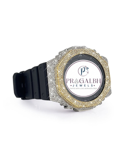 นาฬิกาข้อมือเพชรหรู Pragalbh Jewels รุ่น Iced Out Bezel ระบบควอตซ์ สายสแตนเลส สไตล์สปอร์ต สำหรับผู้ชายและผู้หญิง - Product Image 2