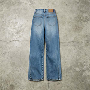 2027 Jeans en denim bleu vintage personnalisables, respirants, séchage rapide, taille mi-haute, coupe droite, broderie décontractée, OEM - Product Image 2