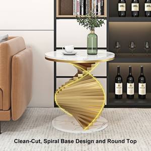 Mesas Auxiliares de Lujo con Tapa de Mármol, Bañadas en Oro, Elegantes Mesas de Centro para Sala de Estar, Salón, Oficina, Mesa de Café - Product Image 3