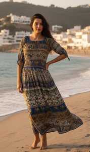 Vestido Largo de Verano con Estampado y Cuello en V para Mujer, Estilo Bohemio, para la Playa o la Noche - Product Image 5