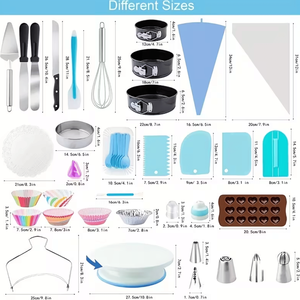 Kit de décoration de gâteaux de 655 pièces avec 3 couvercles pour moules à charnière, couvercle rotatif pour moule à gâteau, douille à pâtisserie - Product Image 2