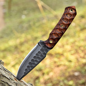 Cuchillo de Supervivencia Nórdico de Acero Industrial de Alto Carbono con Mango de Madera Pakka y Funda de Cuero, Largo Total de 9 Pulgadas, Espiga Completa, para Camping y Caza - Product Image 3